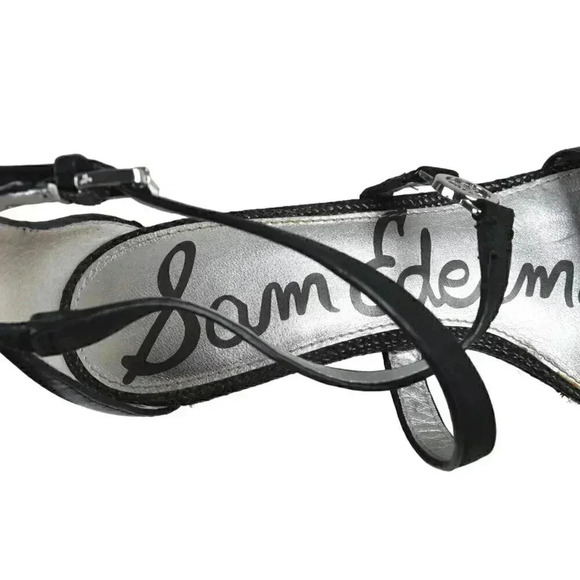 Sam Edelman Leather Wedge Sandal Heel Black Size 6 - Picture 9 of 14